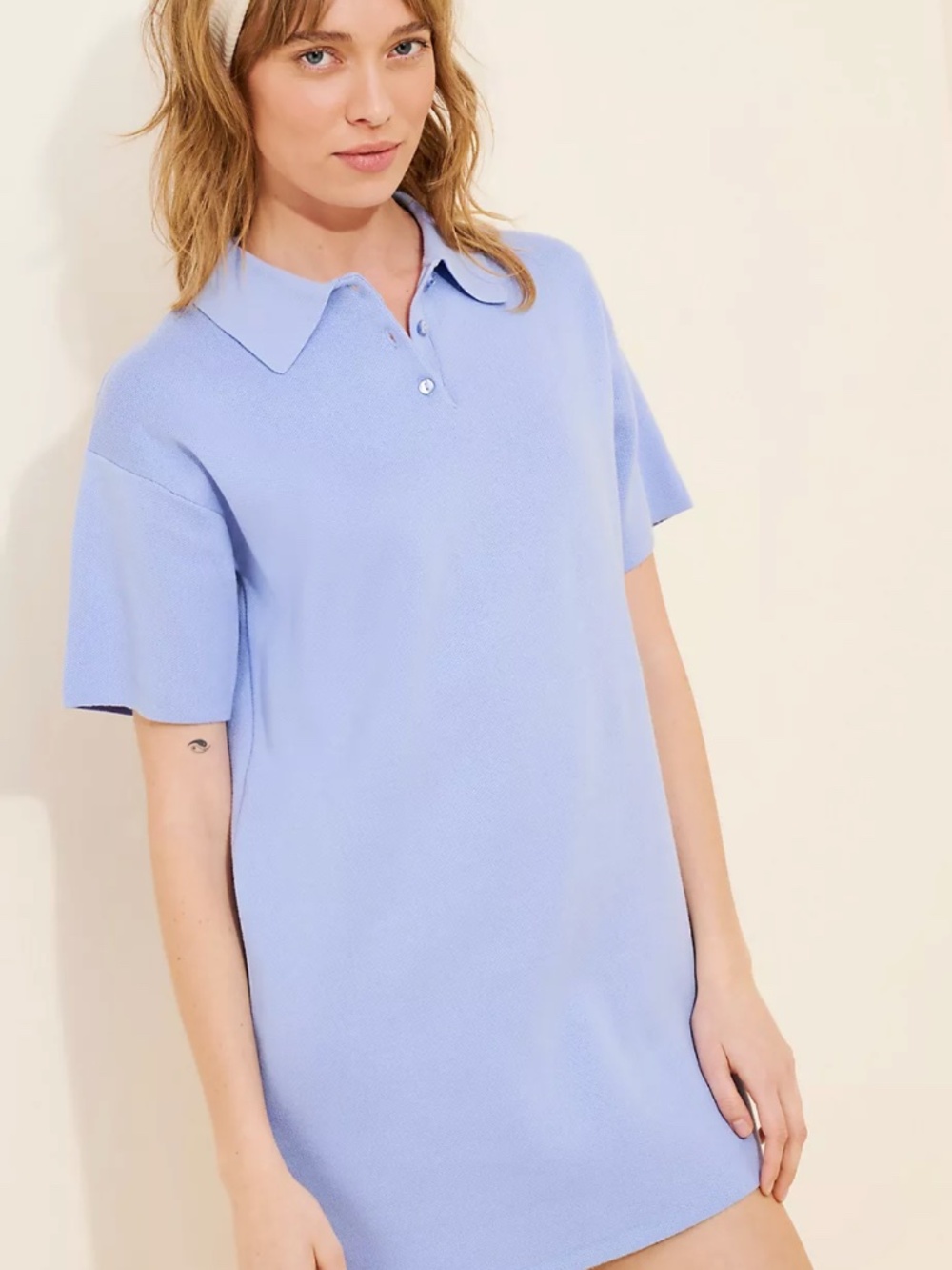 525 America Odette Blue Collared Polo Modern Dress Casual Preppy Size Small